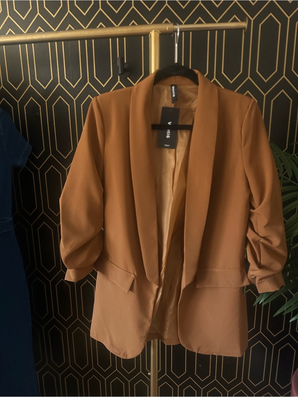 Women's Open-Front Rust Blazer Jacket - Picture 5 of 5